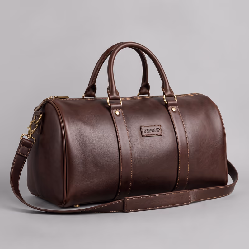 Leather Weekender Duffel Bag